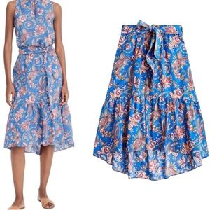 J. Crew Liberty Flora Belle Bow Tie Waist Poplin Midi Skirt - 6